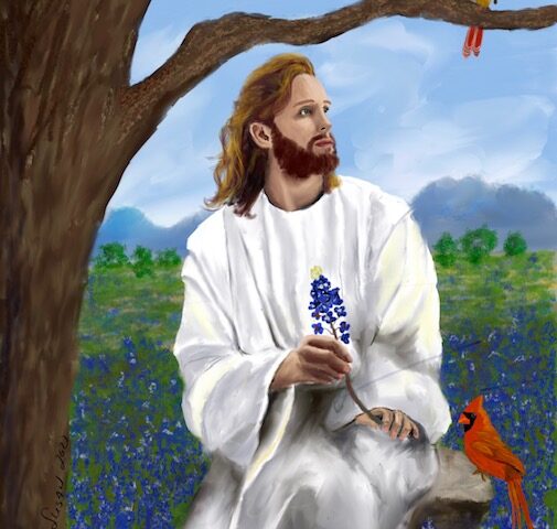 Jesus in the Bluebonnet Field